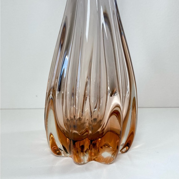 Stretch Vase in Purple/Blue, Clear, and Peach/Orange, Murano Style Art Glass - Picture 2 of 5